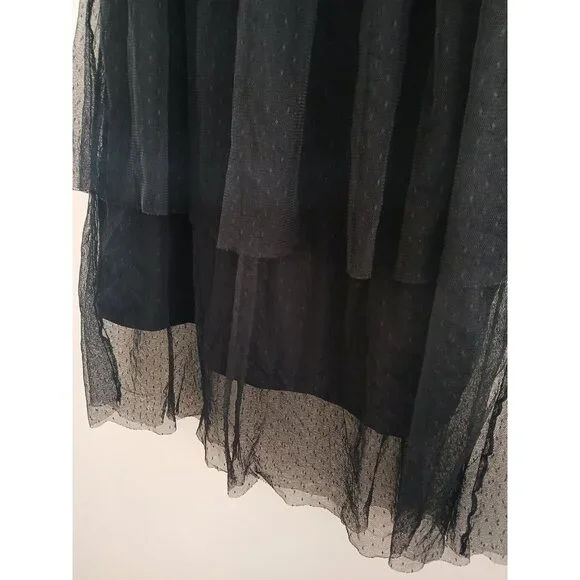 Black Tulle Tiered Mesh Midi Skirt Goth Whimsigoth Layered Coquette  Women's XS - Picture 3 of 6